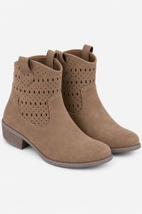 Bottines en Simili Daim Moka Perforées