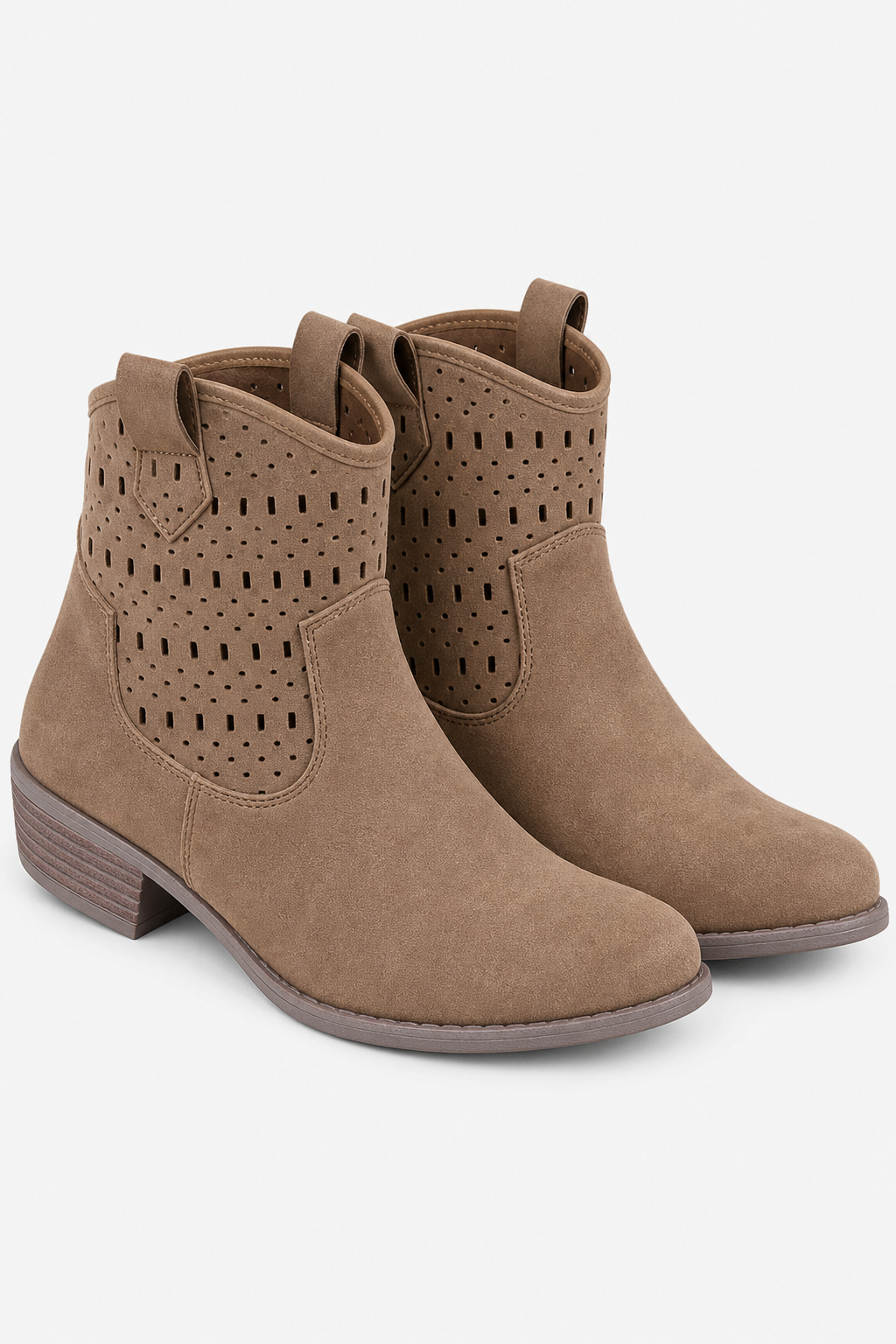 Bottines en Simili Daim Moka Perforées