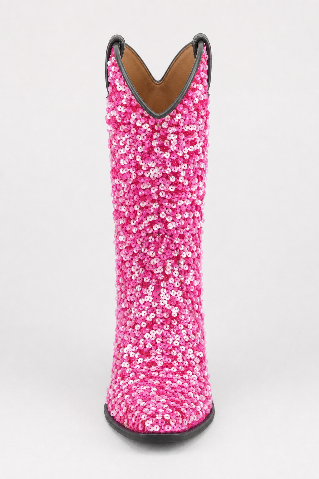 Bottes Santiags Scintillantes à Paillettes Roses