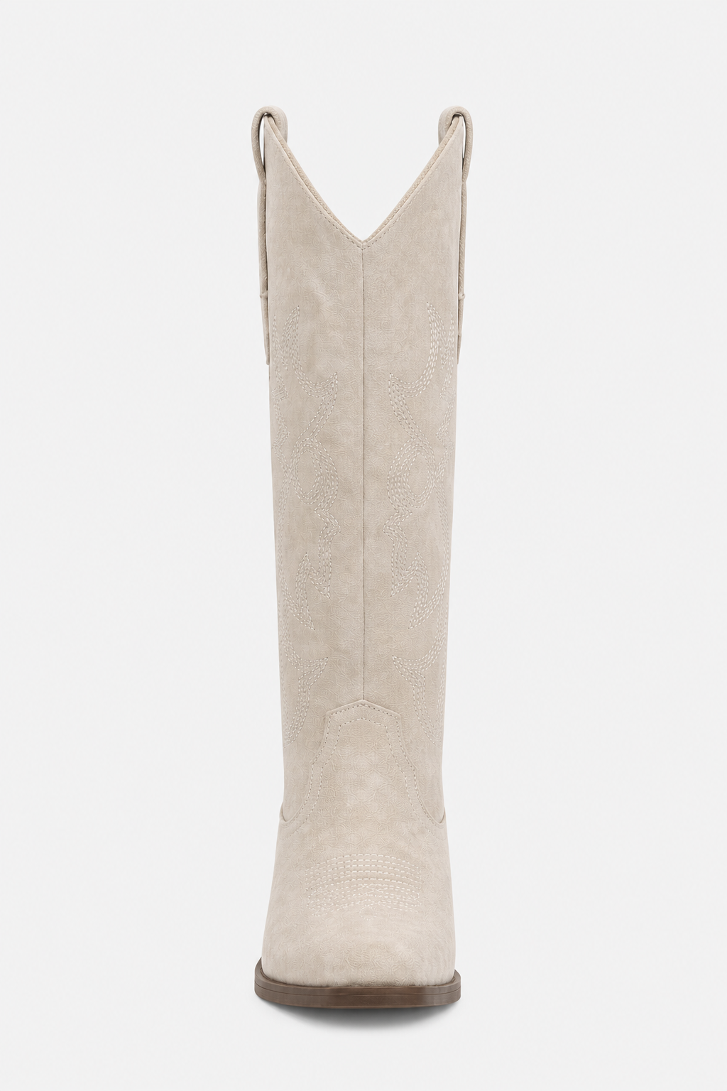 Bottes Santiags en Daim Écrues à Broderies Western