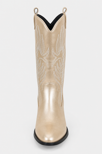 Bottes Santiags Métallisées Champagne à Broderies