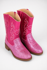 Bottes Santiags pour Enfant Rose Fuchsia à Paillettes