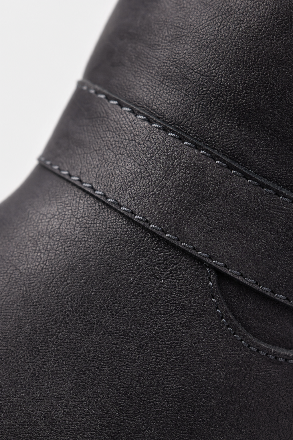 Bottes Plates en Daim Gris Anthracite Fronsées à Boucles