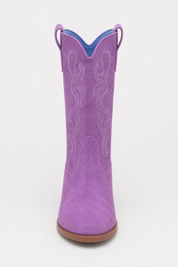 Bottes Santiags en Daim Violet à Broderies Western