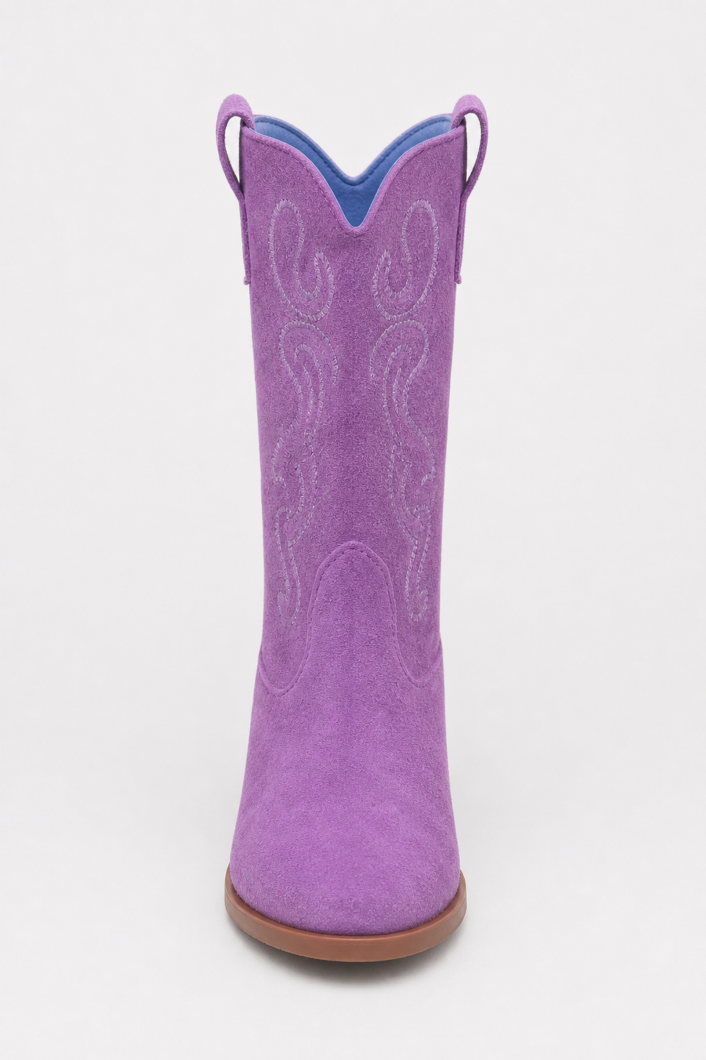 Bottes Santiags en Daim Violet à Broderies Western