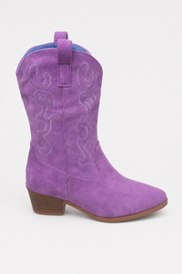 Bottes Santiags en Daim Violet à Broderies Western