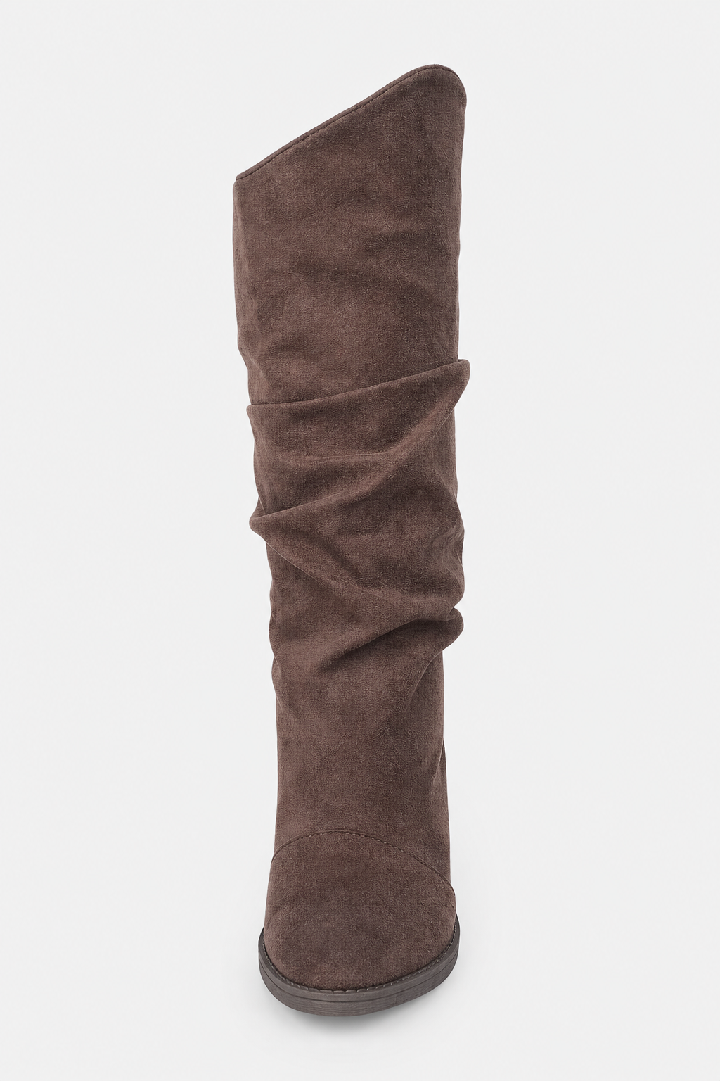 Bottes en Daim Marron Froissées à Talon Bloc
