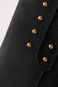 Bottes Western Noires en Daim à Franges et Clous