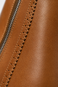 Bottines Camel à Talon Bloc avec Bordure Festonnée