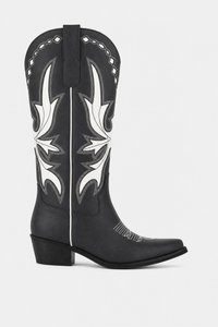Bottes de Cowboy Bicolores Noir et Blanc Brodées