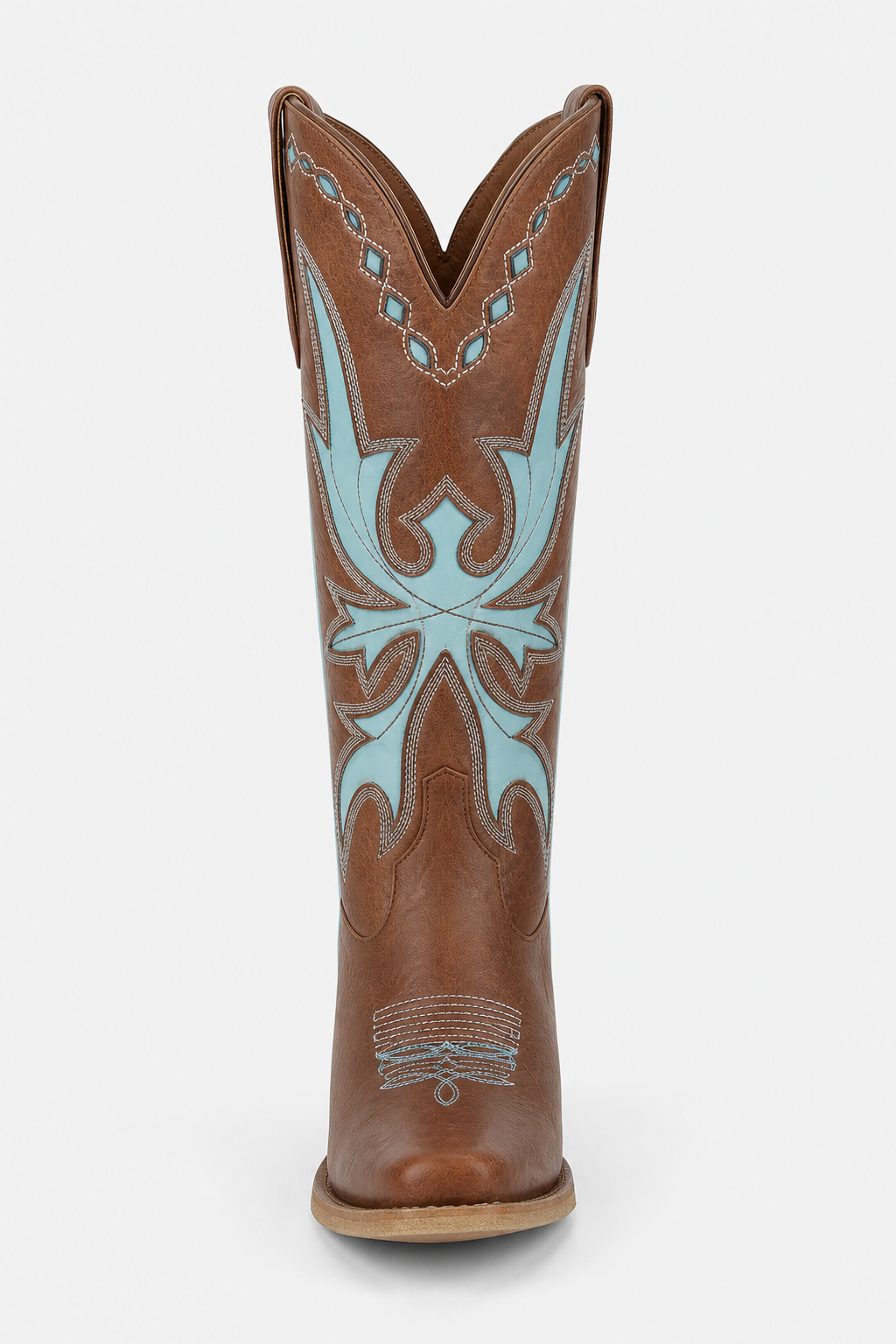Bottes Santiags Marron à Motifs Ailés Bleu Ciel