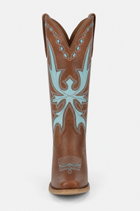 Bottes Santiags Marron à Motifs Ailés Bleu Ciel