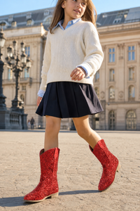 Bottes Santiags pour Enfant en Paillettes Rouges