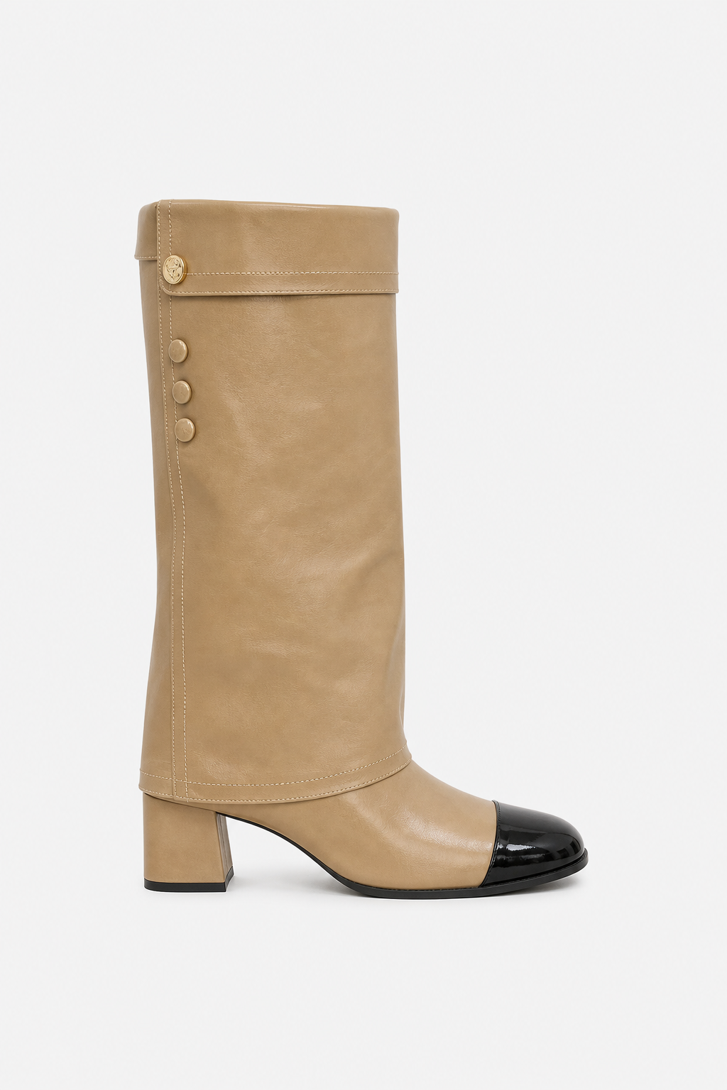 Bottes Hautes en Similicuir Camel