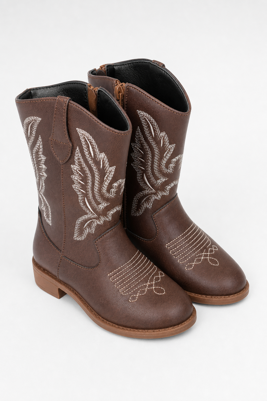 Bottes Santiags pour Enfant Marron à Broderies Western