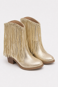 Bottines Santiags Dorées à Franges et Paillettes