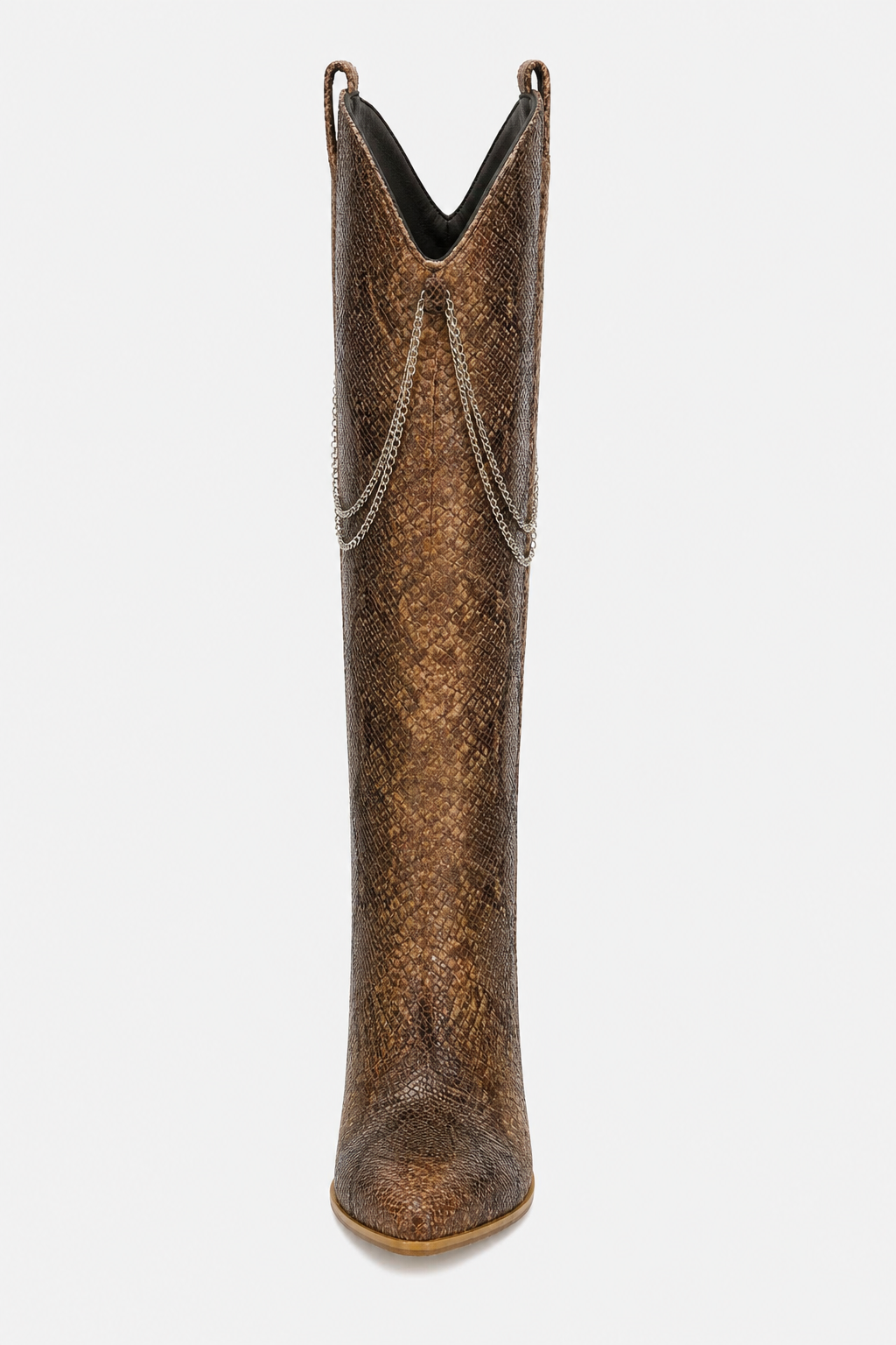 Bottes Santiags Marron Imprimé Serpent à Chaînes