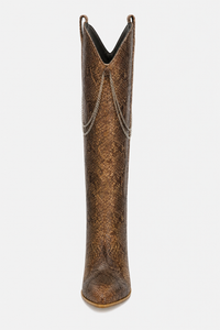 Bottes Santiags Marron Imprimé Serpent à Chaînes