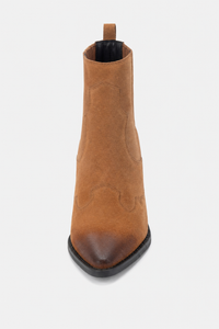 Bottines Santiag en Daim Fauve à Bout Pointu Ombré