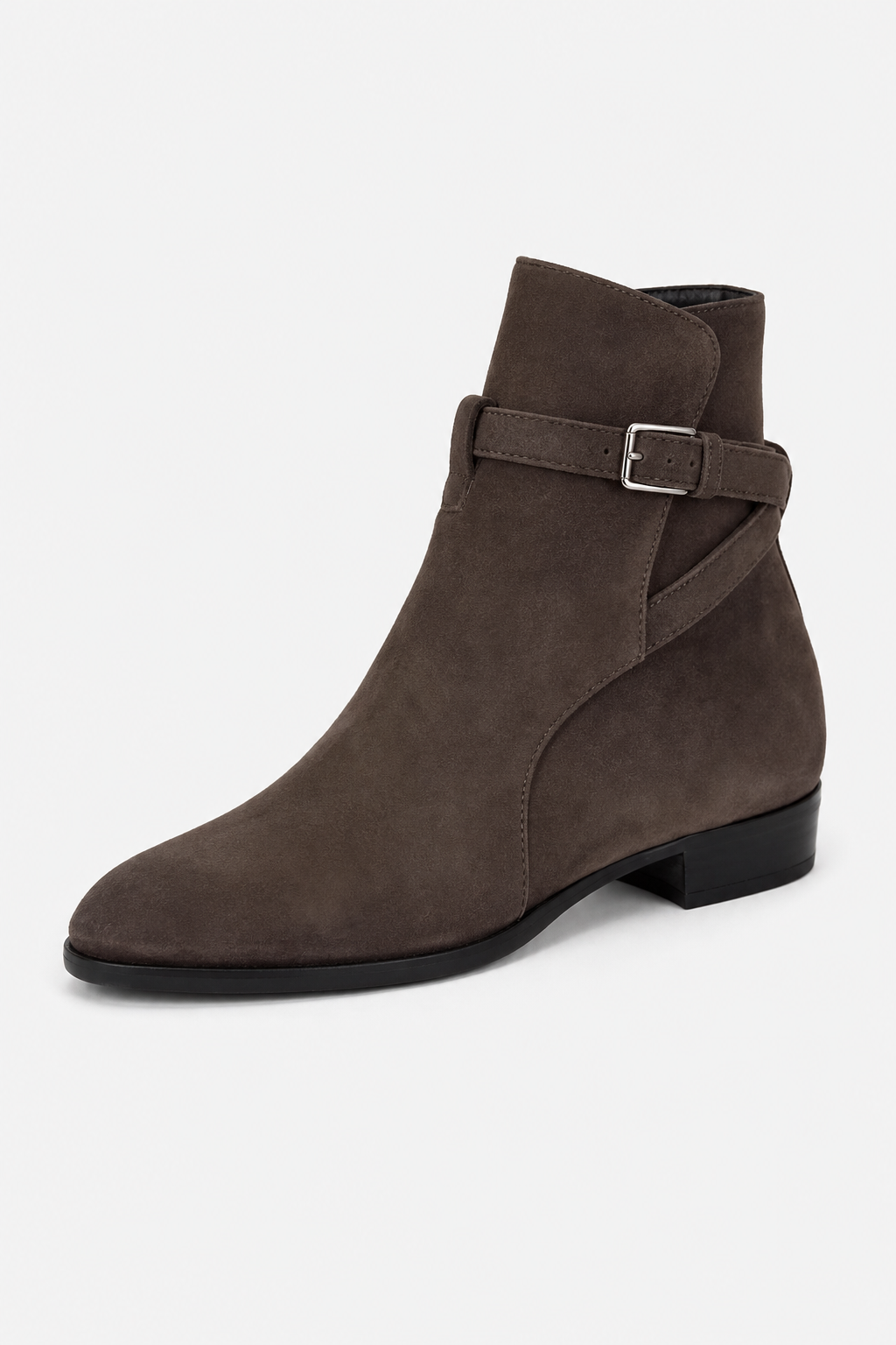 Bottine Homme en Daim Marron à Bride Bouclée