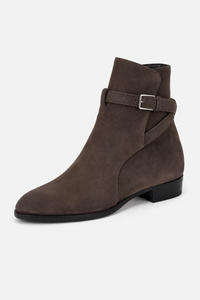 Bottine Homme en Daim Marron à Bride Bouclée