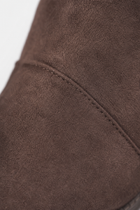 Bottes en Daim Marron Froissées à Talon Bloc