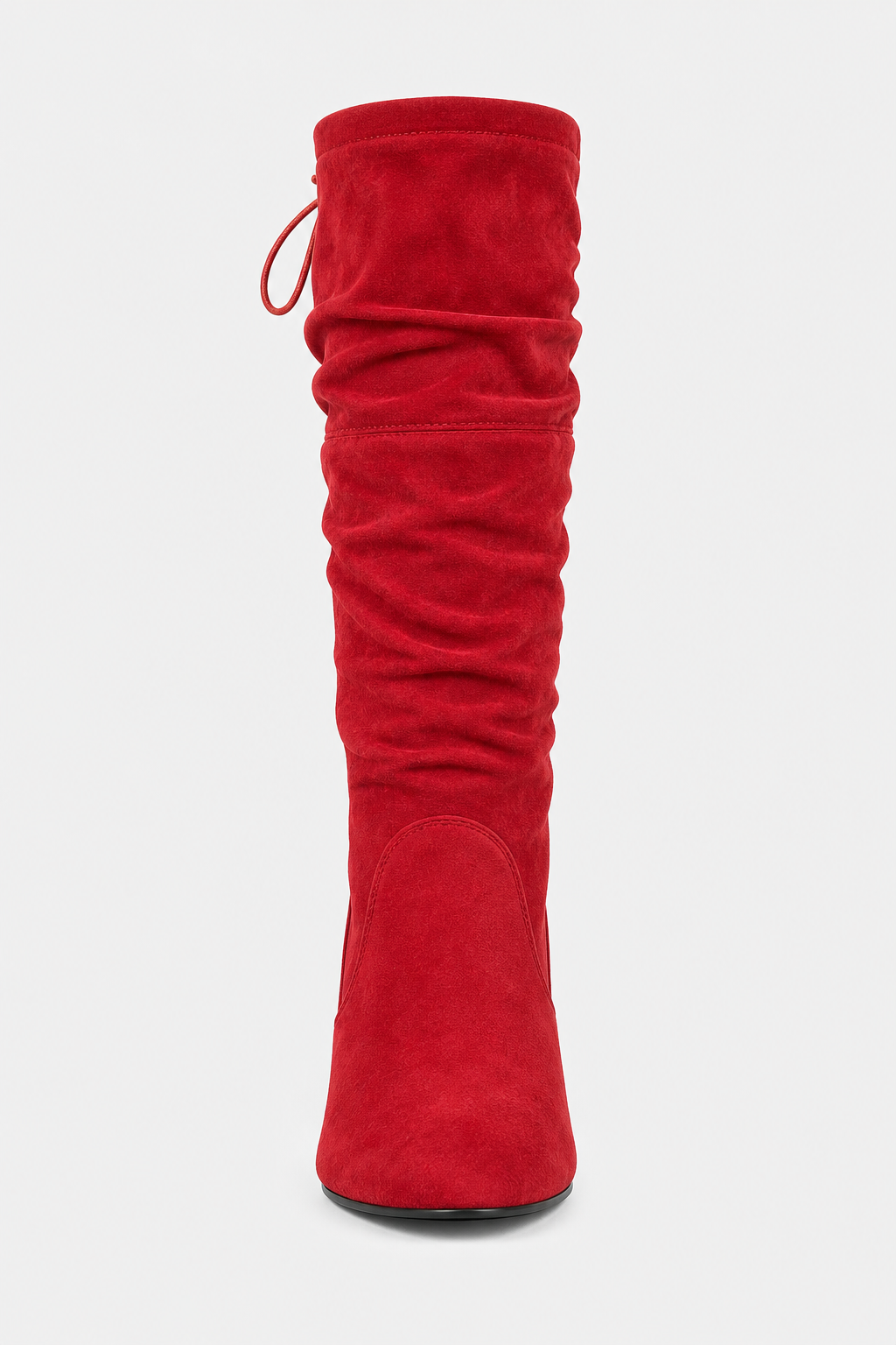 Bottes Cuissardes en Suédine Rouge à Talon Carré