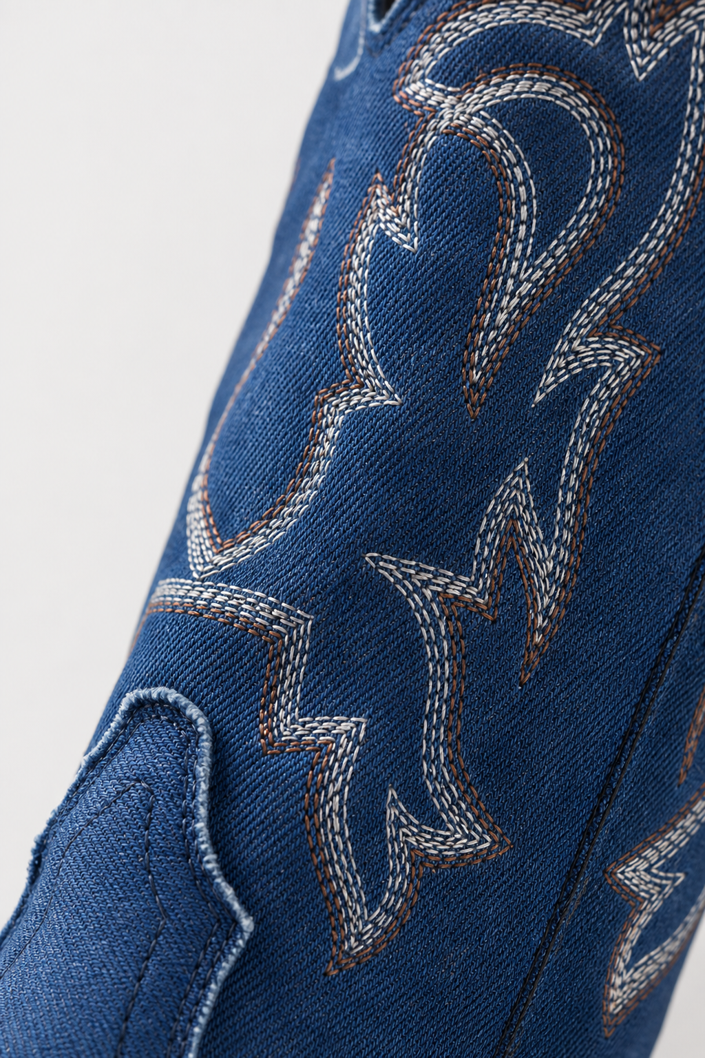 Bottes Santiags en Denim Bleu Brodé