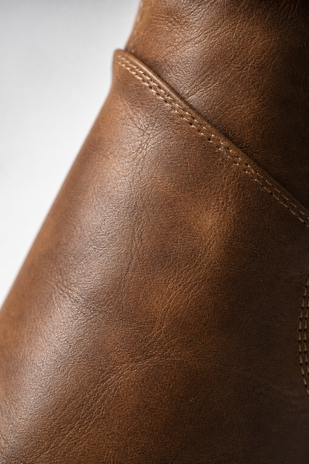 Bottines Style Western en Similicuir Camel Froissé
