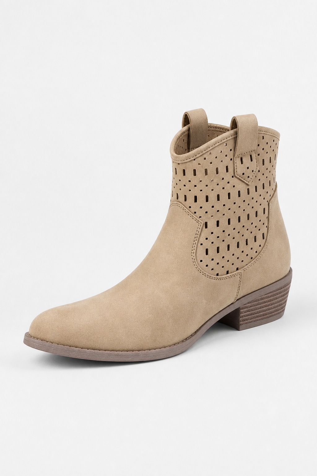 Bottines Taupe Perforées à Bout Pointu