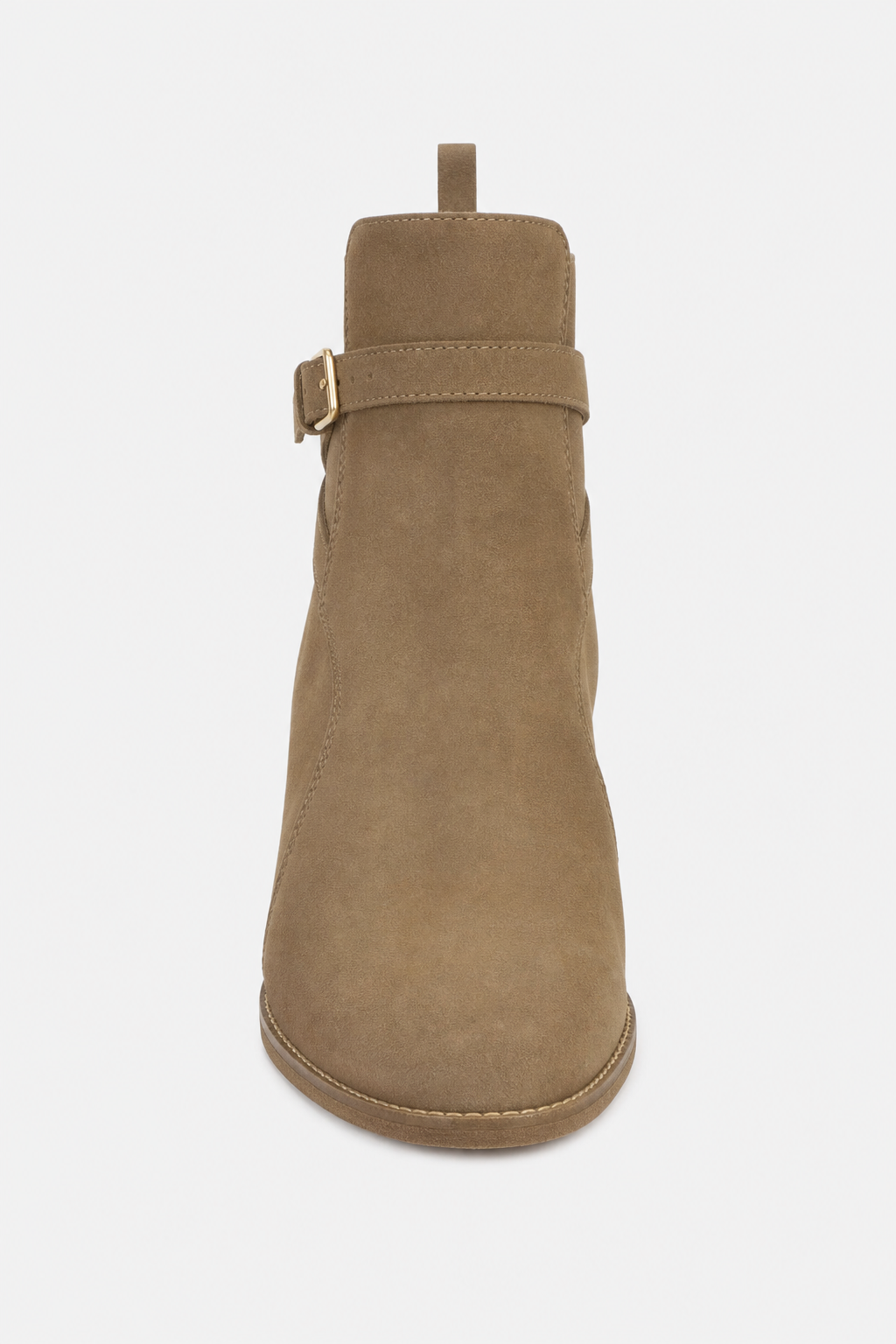 Bottine en Daim Taupe à Bride Bouclée