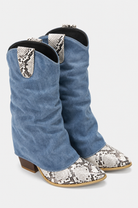 Bottes Santiags Jean Froissées à Imprimé Serpent