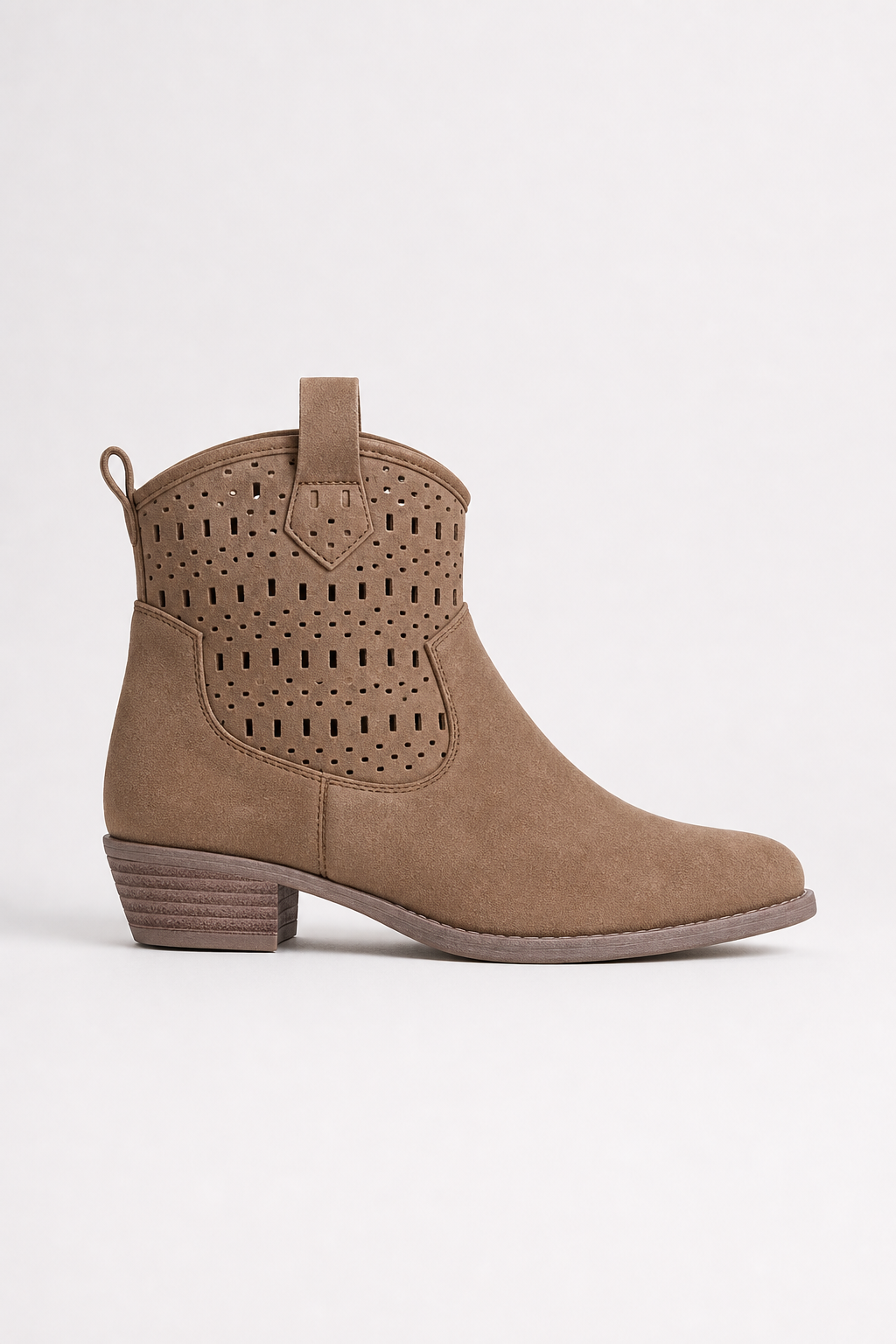 Bottines en Simili Daim Moka Perforées