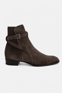 Bottine Homme en Daim Marron à Bride Bouclée