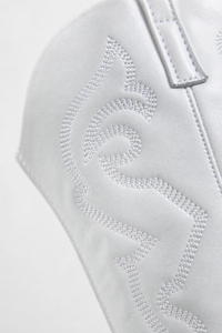 Bottes Santiags Blanches Mi-Mollet Brodées