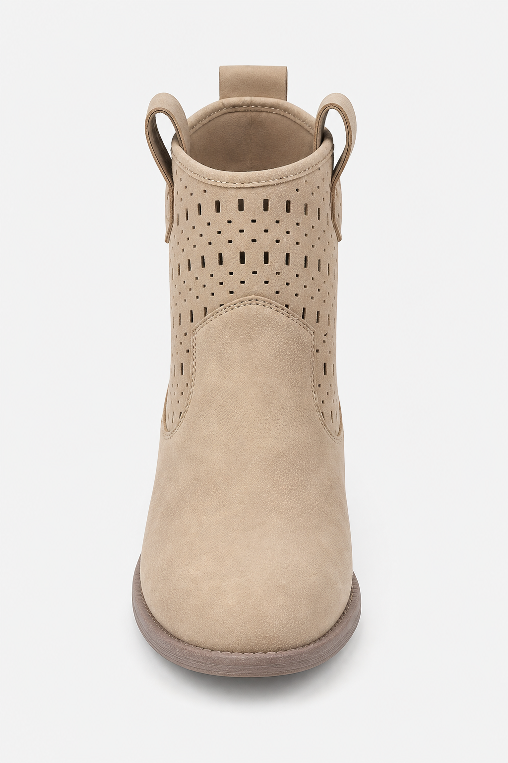Bottines Taupe Perforées à Bout Pointu