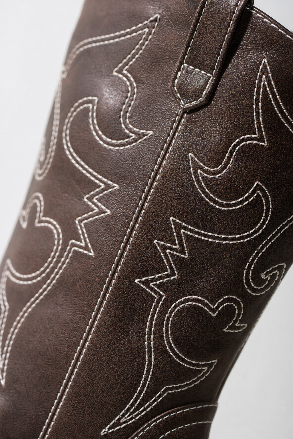 Bottes Santiags en Similicuir Marron à Broderie Western
