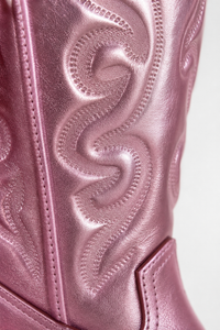 Bottes Santiags Rose Métallisé à Broderies