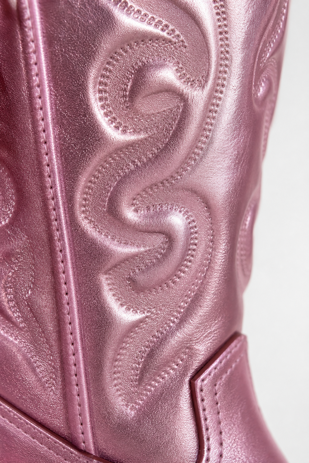 Bottes Santiags Rose Métallisé à Broderies