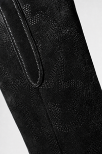 Bottes Santiags en Daim Noir à Motifs Brodés