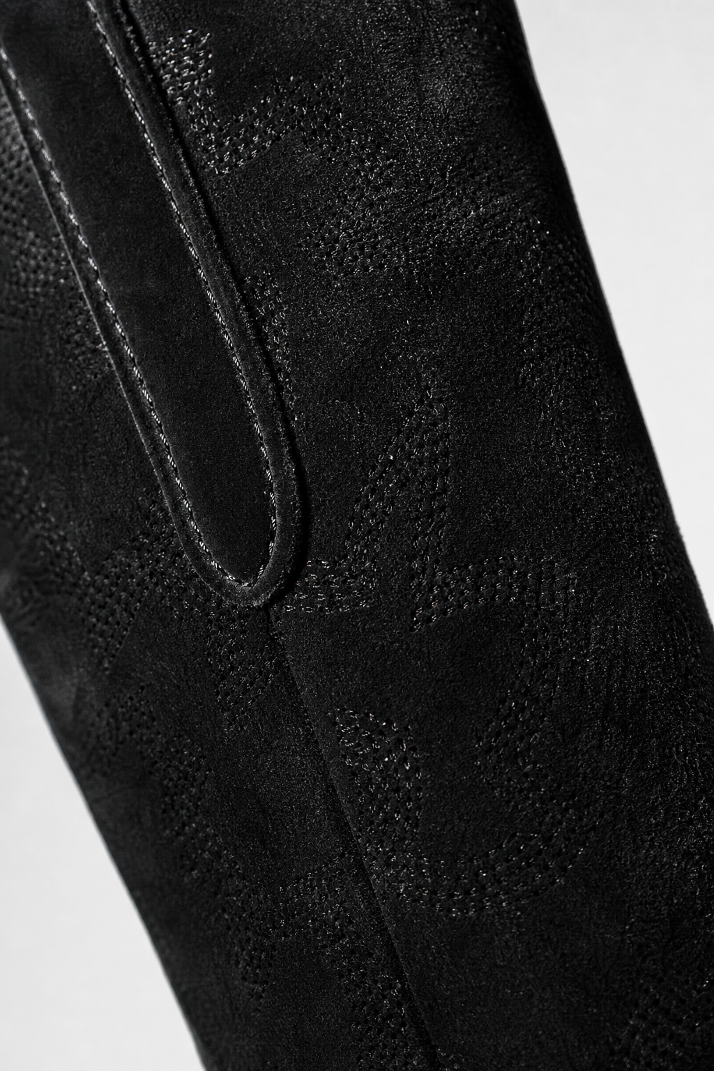 Bottes Santiags en Daim Noir à Motifs Brodés