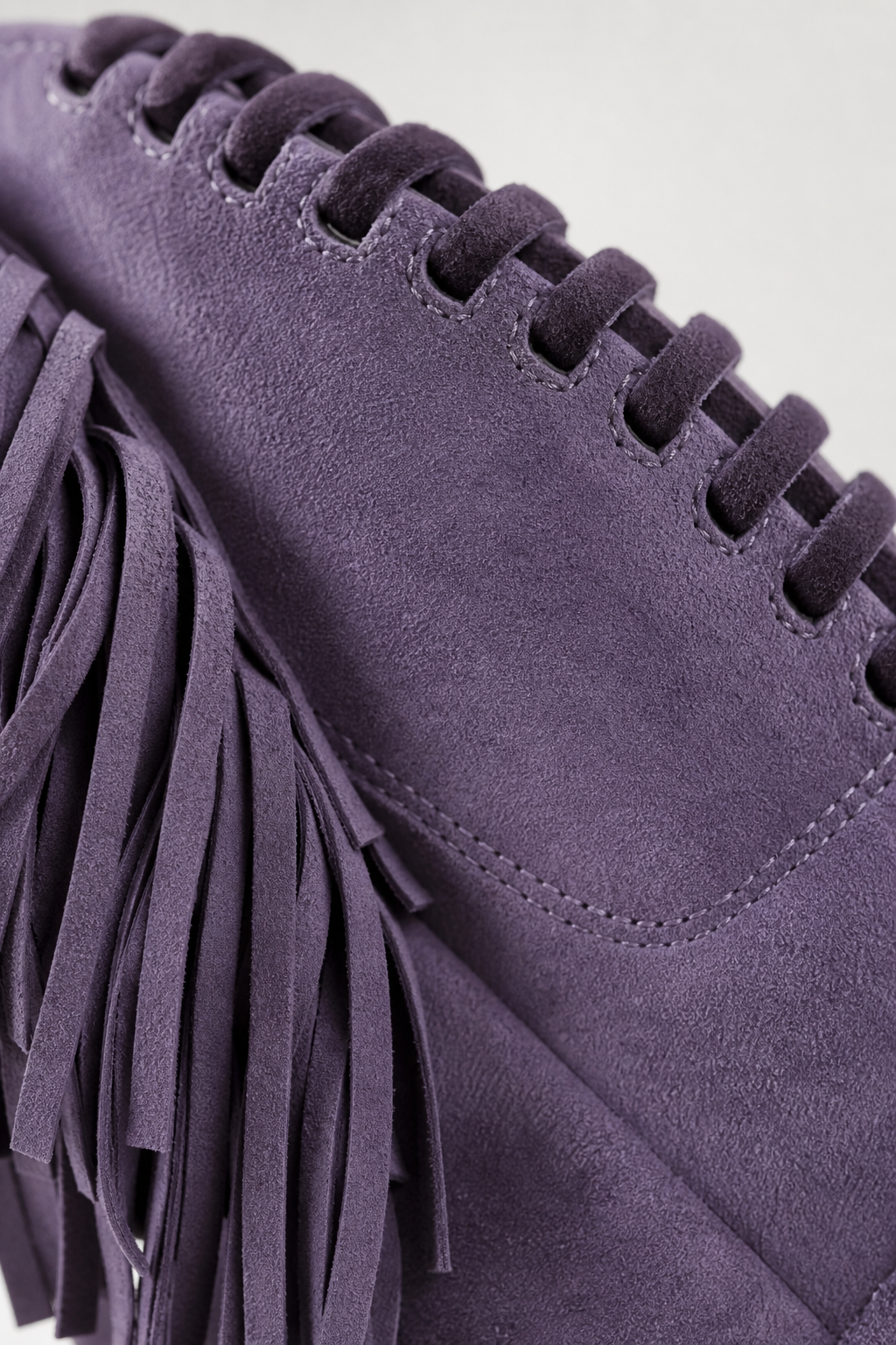 Bottes Western en Daim Violet à Franges Mi-Mollet
