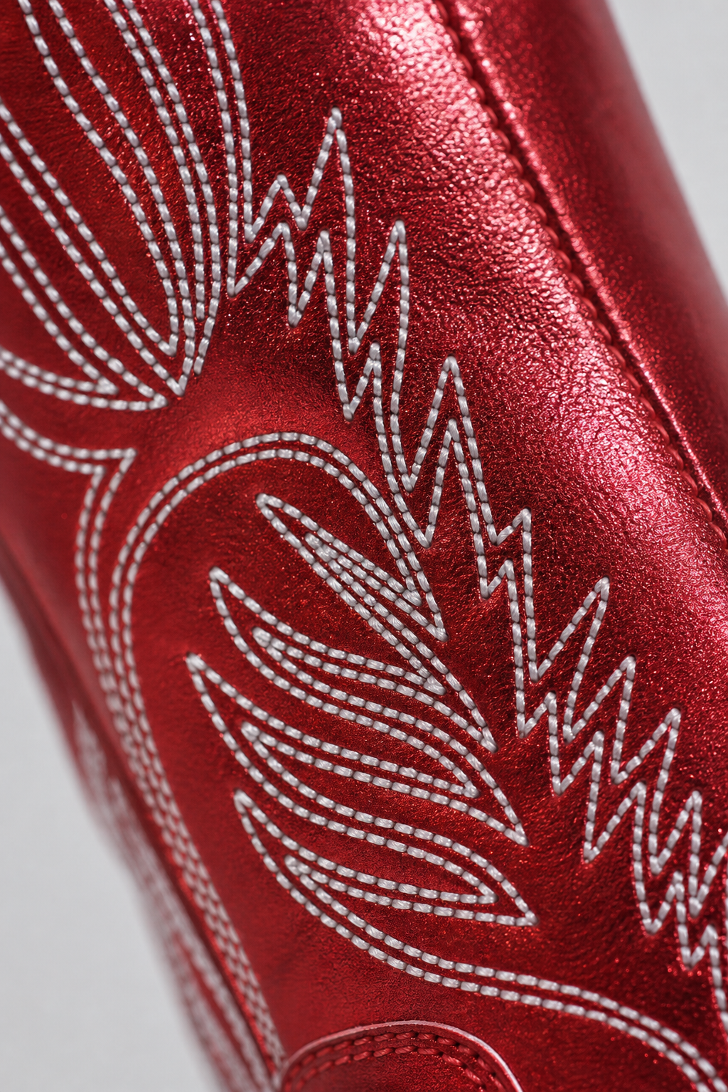 Bottes Santiags Rouge Métallisé avec Broderies Ailées