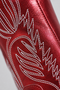 Bottes Santiags Rouge Métallisé avec Broderies Ailées
