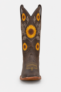 Bottes Santiags Marron Foncé à Broderies Tournesols