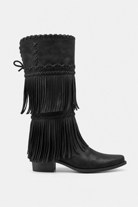 Bottes Santiags Montantes Noires à Franges