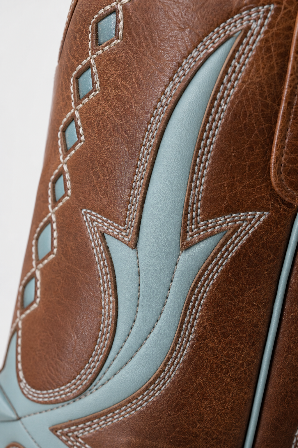 Bottes Santiags Marron à Motifs Ailés Bleu Ciel