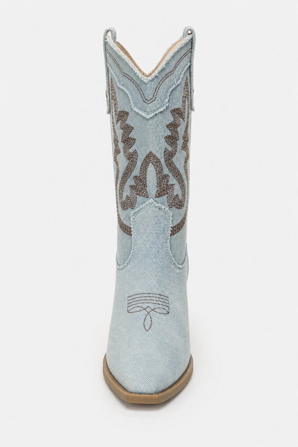 Santiags en Jean Bleu Clair à Broderies Western