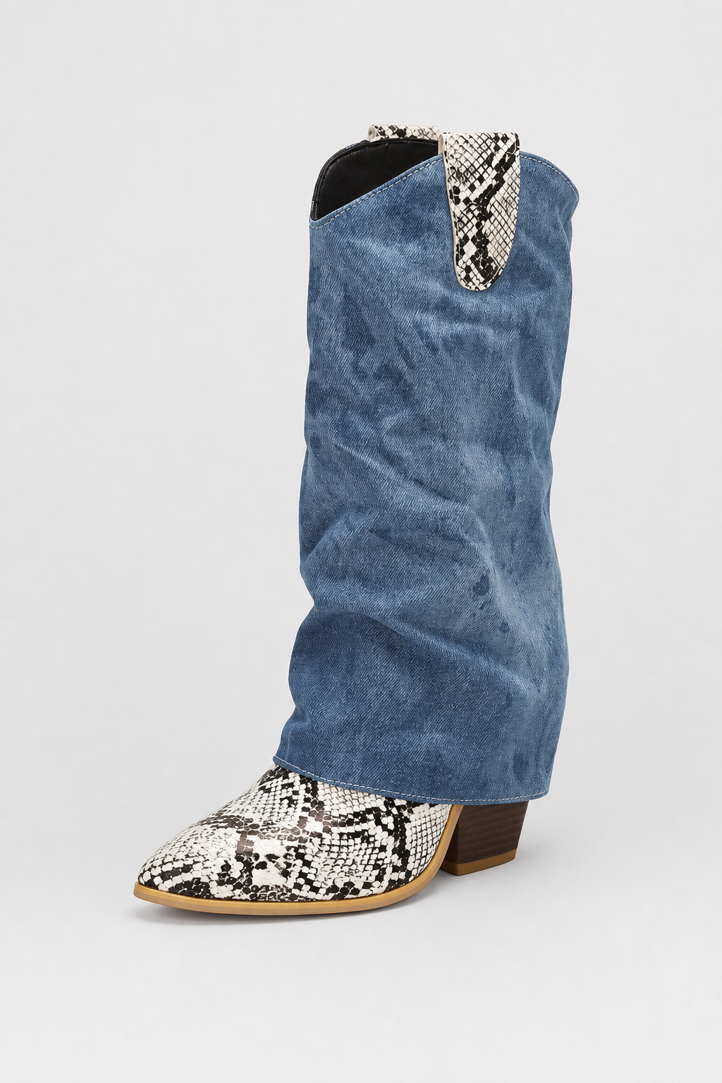 Bottes Santiags Jean Froissées à Imprimé Serpent
