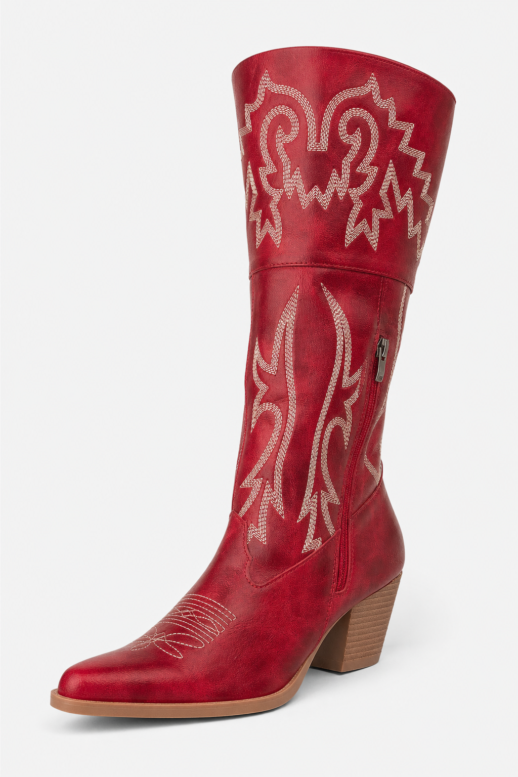 Bottes Santiags Rouges Hautes à Broderies